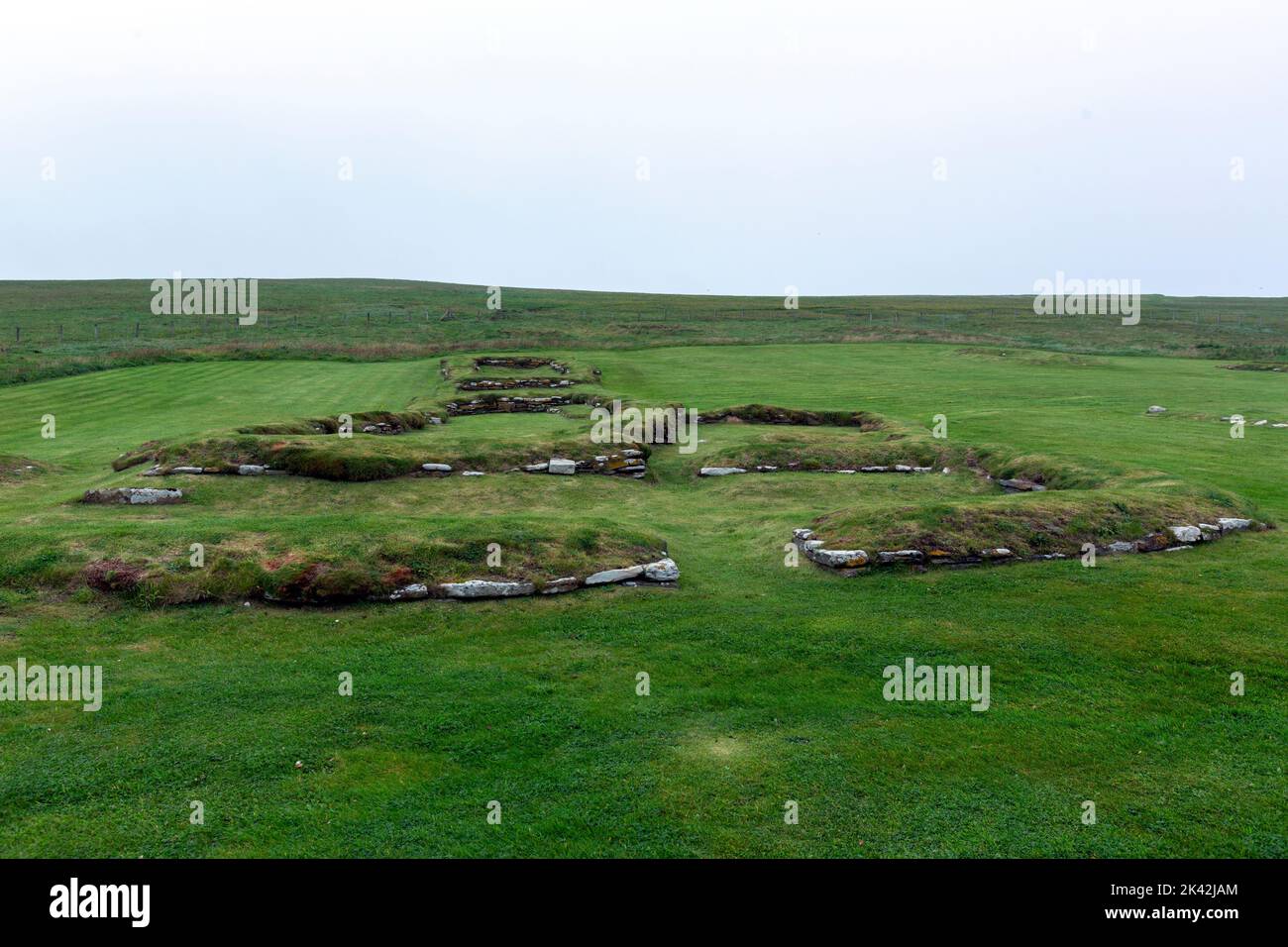 The remains of houses in Brough of Birsay, The Mainland of Orkney, Scotland, UK Stock Photo
