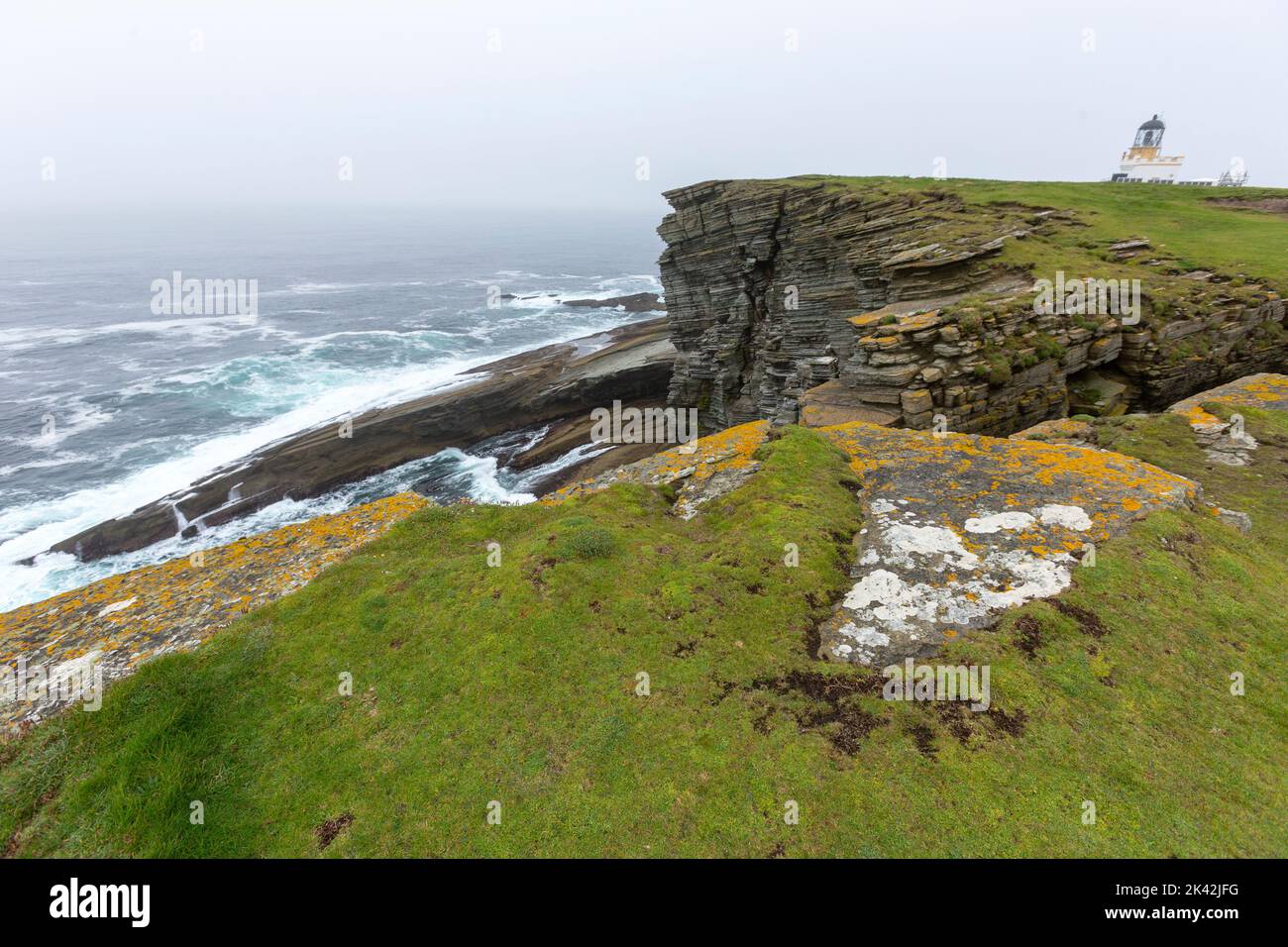 Lighthouse in Brough of Birsay, The Mainland of Orkney, Scotland, UK Stock Photo