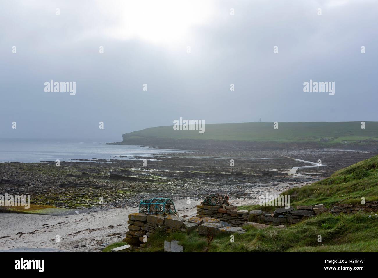 Ruined stone fisher shelter in Brough of Birsay, The Mainland of Orkney, Scotland, UK Stock Photo