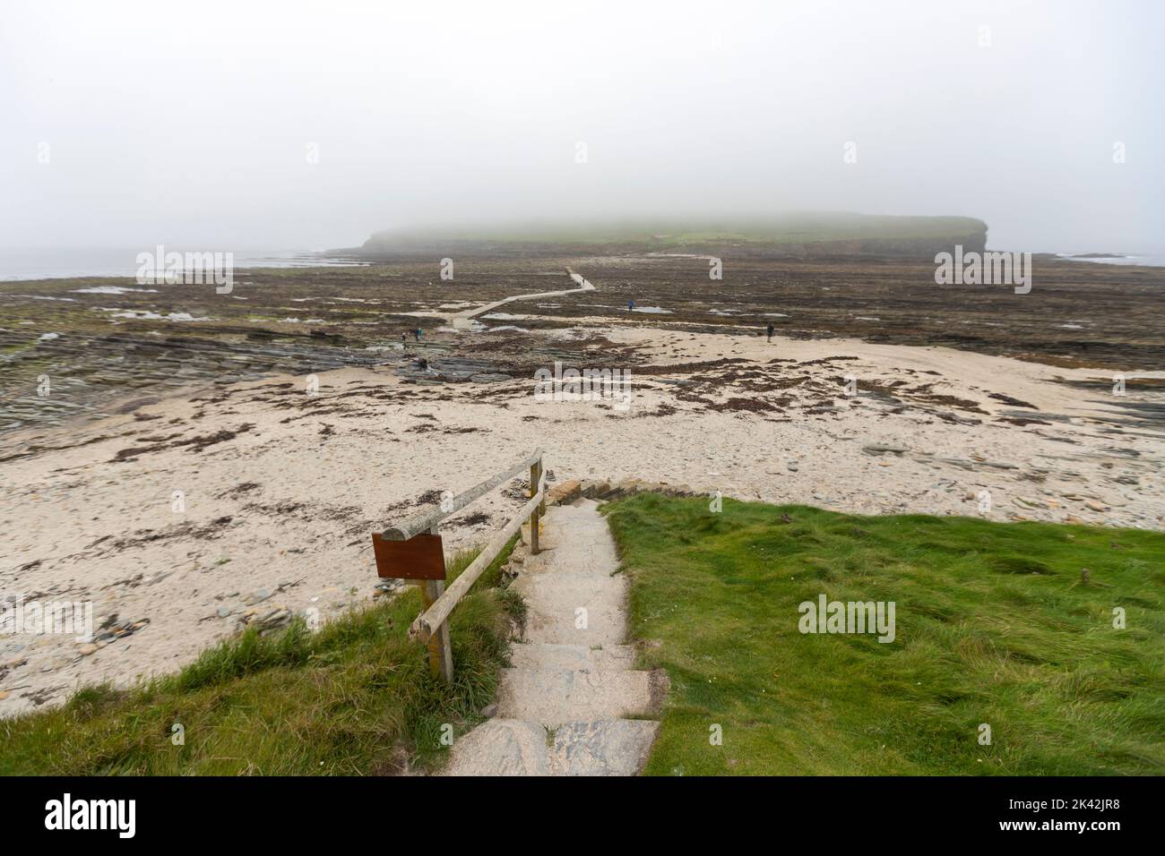 Concrete pathway to the island Brough of Birsay, The Mainland of Orkney, Scotland, UK Stock Photo