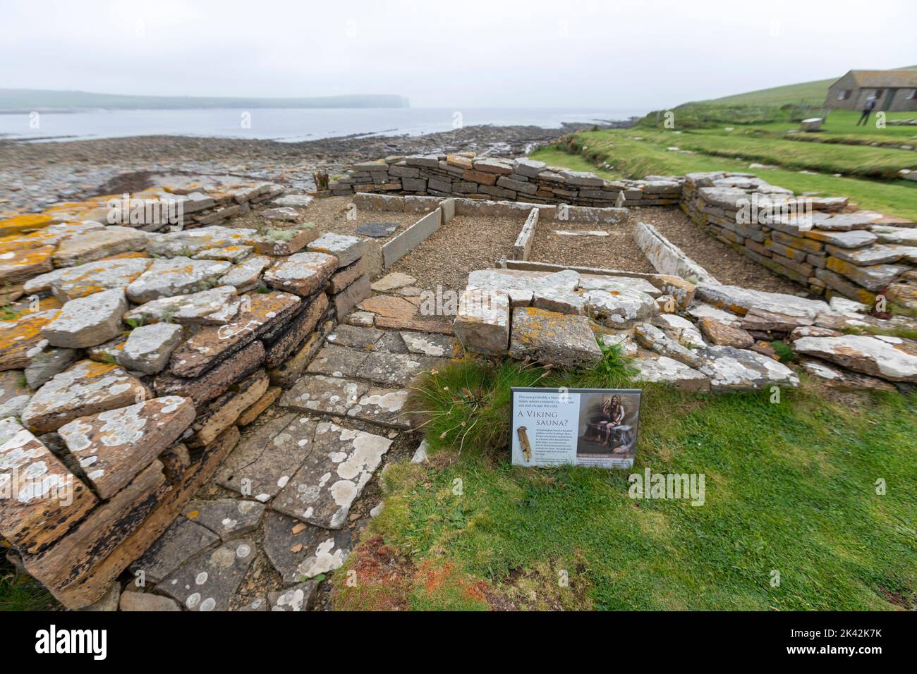 The remains of houses in Brough of Birsay, The Mainland of Orkney, Scotland, UK Stock Photo
