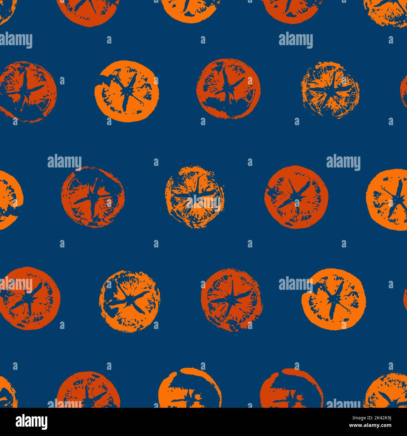 Seamless pattern of orange slices print in modern style. Hand drawn ...