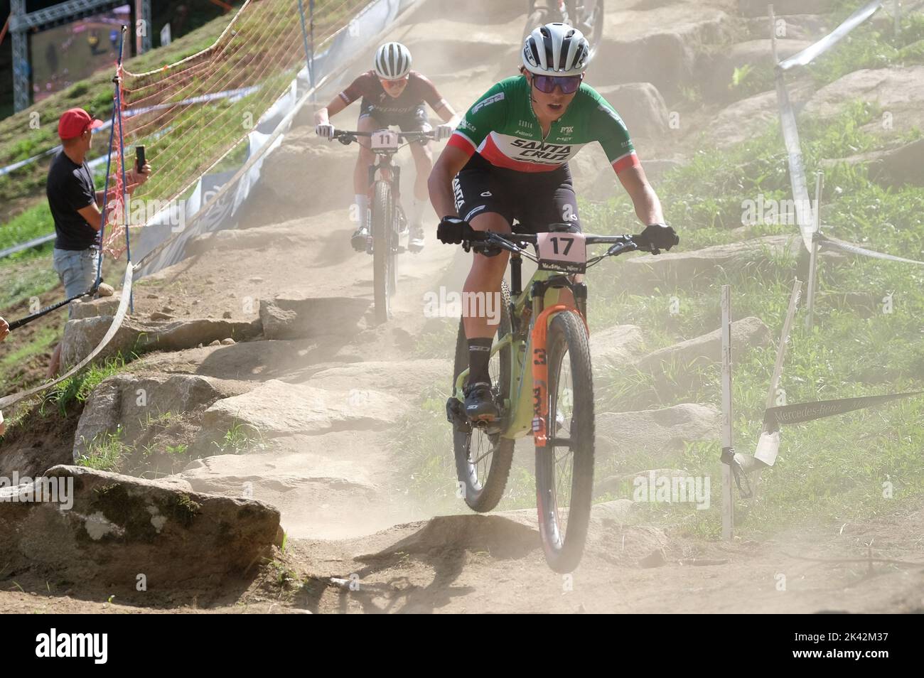 UCI Mountain Bike World Cup - Val di Sole 2022 - The Grand Finale - Elite Women olympic cross-country race category at Val di Sole  MTB circuit Stock Photo