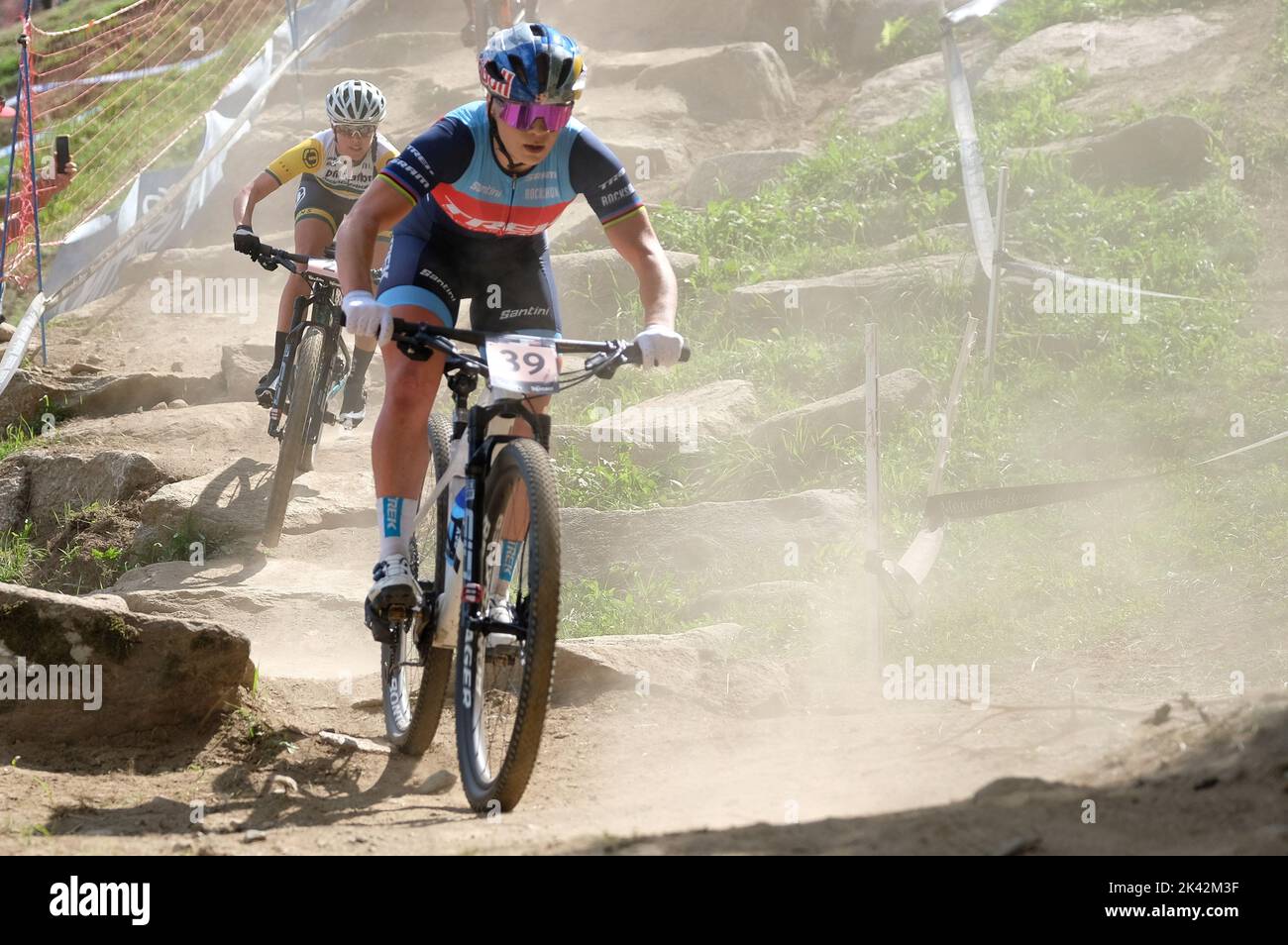 UCI Mountain Bike World Cup - Val di Sole 2022 - The Grand Finale - Elite Women olympic cross-country race category at Val di Sole  MTB circuit Stock Photo