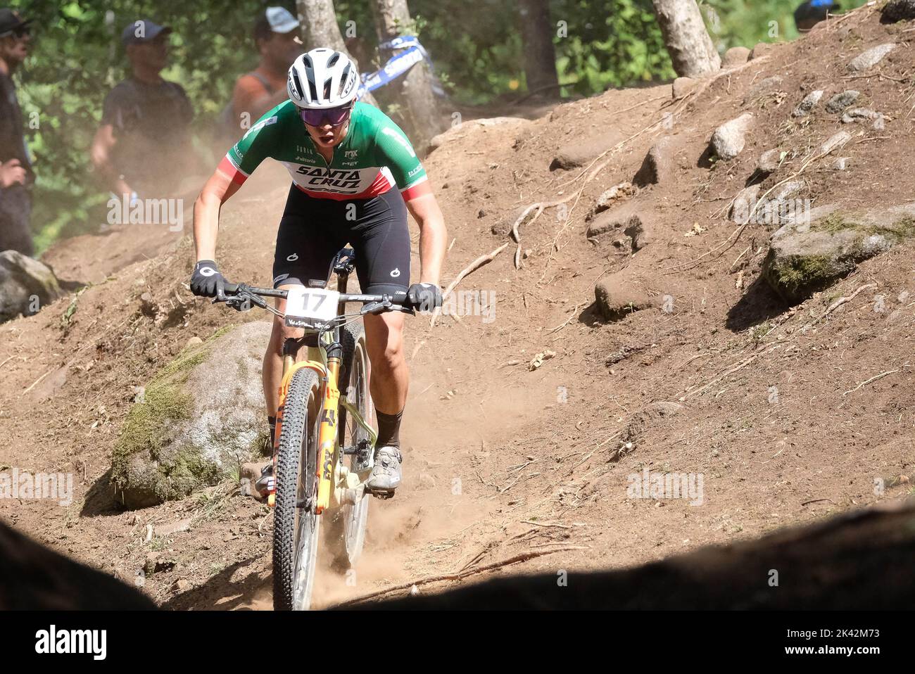 UCI Mountain Bike World Cup - Val di Sole 2022 - The Grand Finale - Elite Women olympic cross-country race category at Val di Sole  MTB circuit Stock Photo