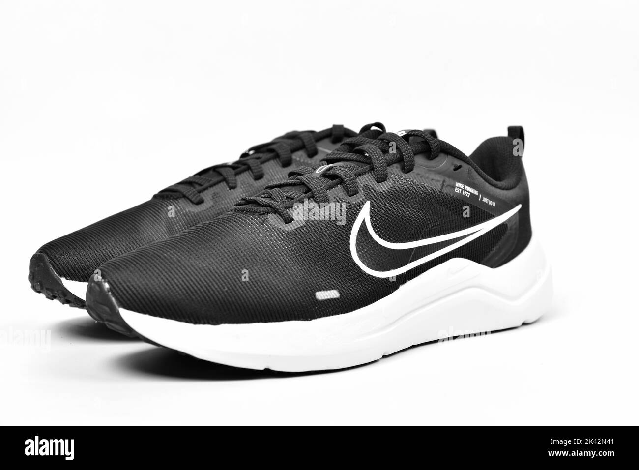 New Delhi, India - 29 September 2022 : Pair of Nike running shoes on white background Stock Photo