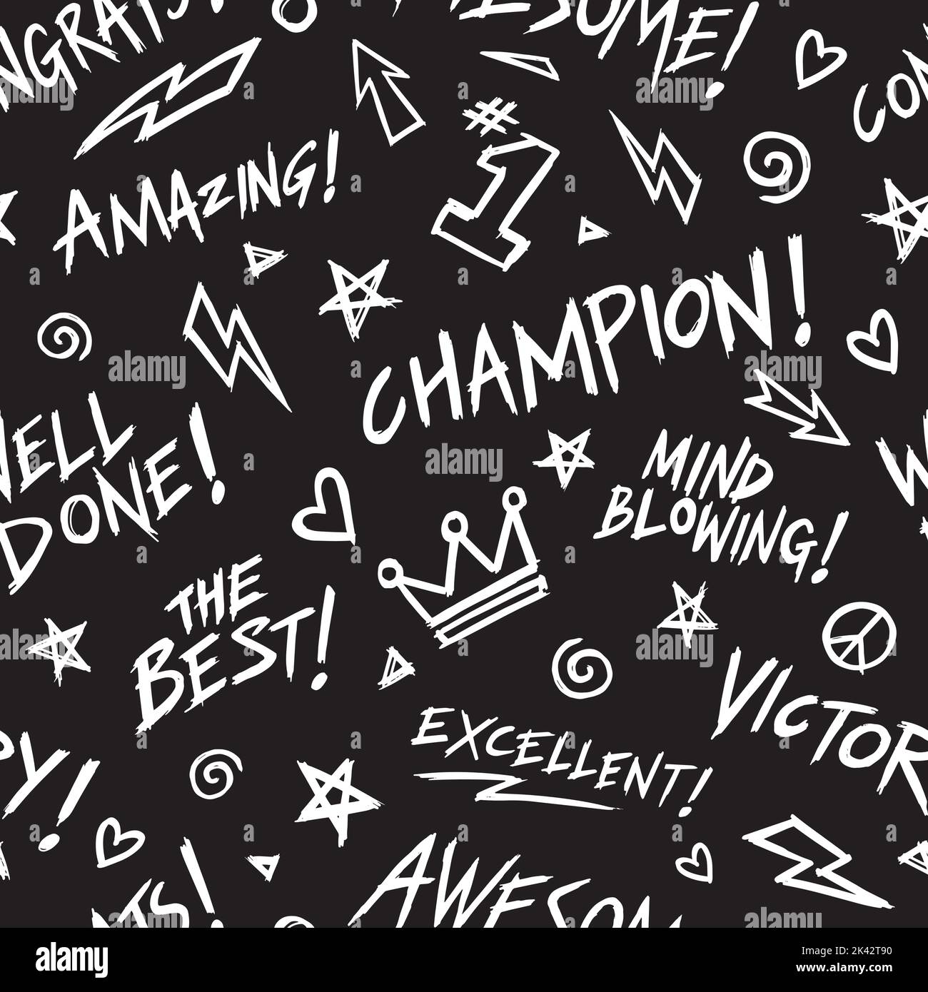 Awesome Celebration Congratulatory words. Positive words seamless