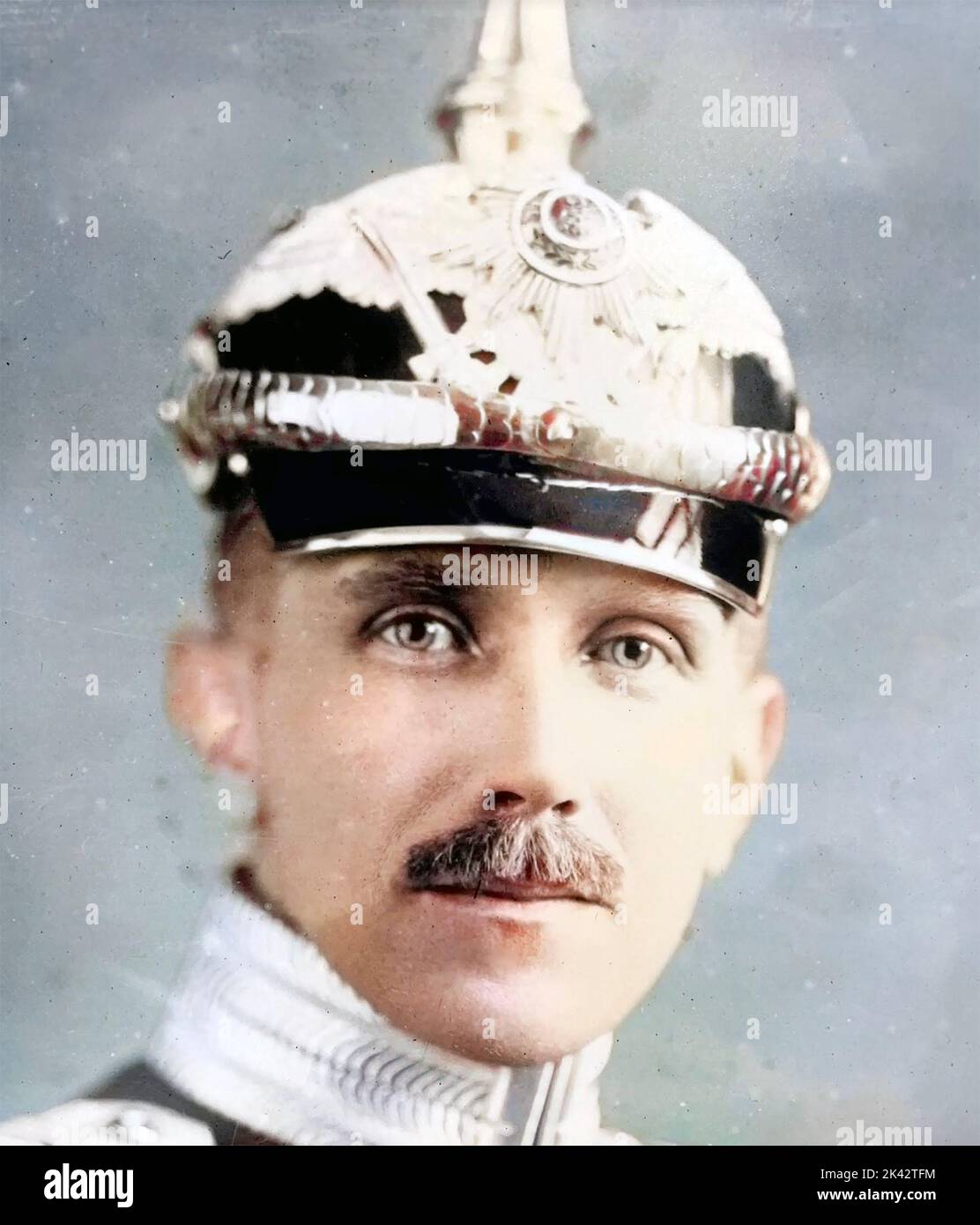 FRITZ von PAPEN (1879-1969) German politician and diplomat  while Military Attache in Washington, DC, in 1915. He is wearing a  pickelhaube helmet. Stock Photo