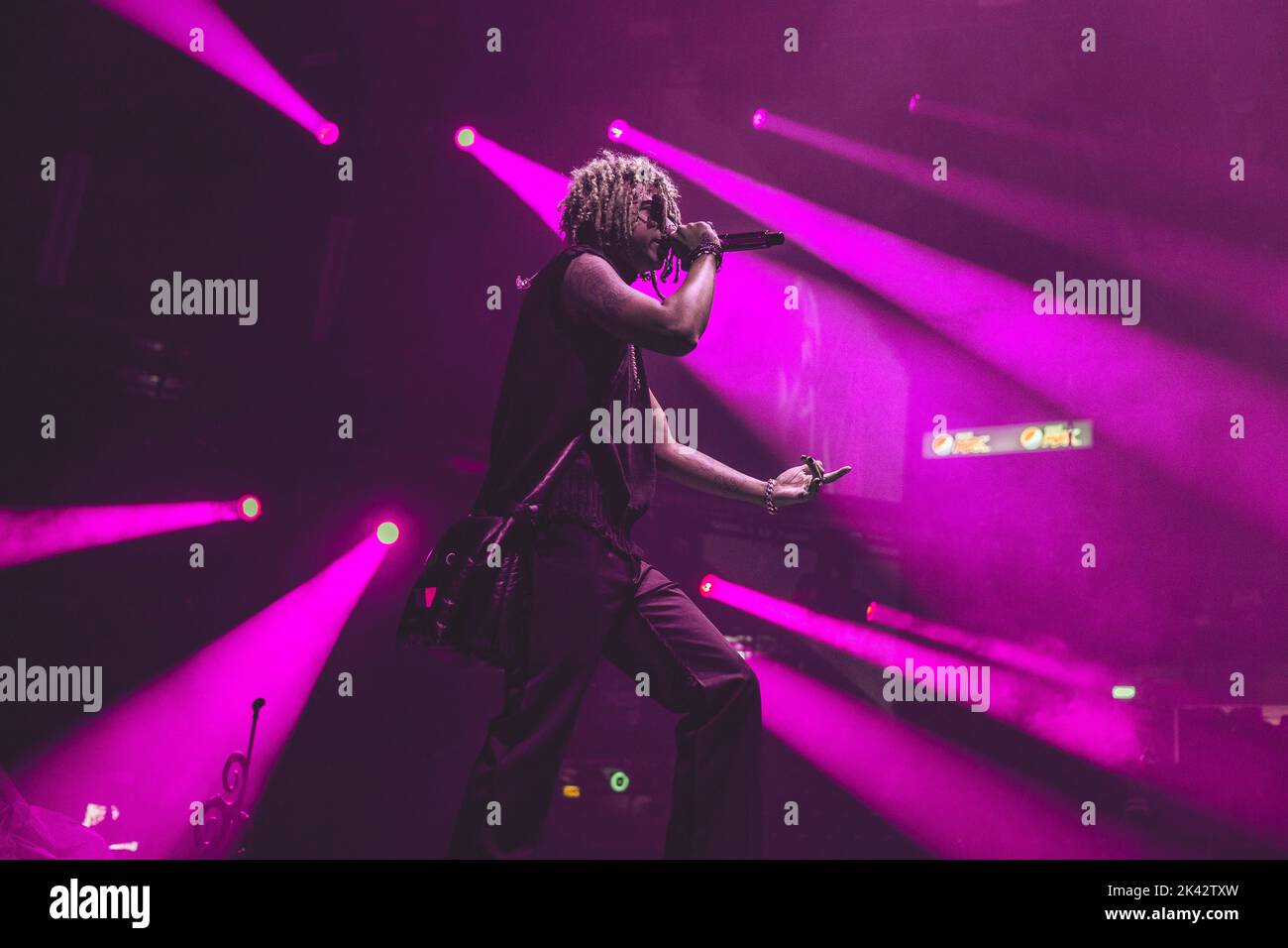 American rapper and singer Iann Dior performs live at Mediolanum Forum ...