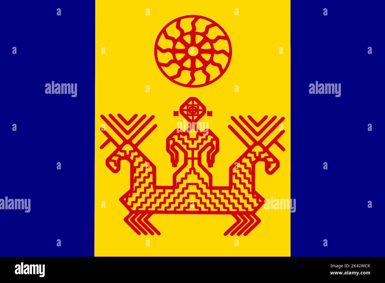 flag of Baltic Finns Izhorians. flag representing ethnic group or culture, regional authorities. no flagpole. Plane design, layout Stock Photo