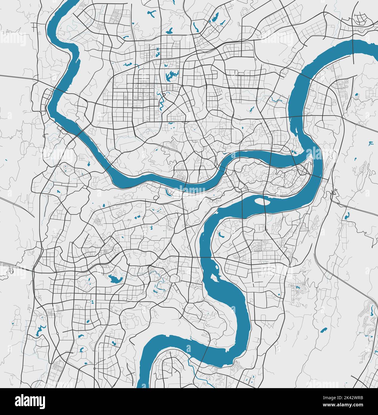 Chongqing vector map. Detailed map of Chongqing city administrative 