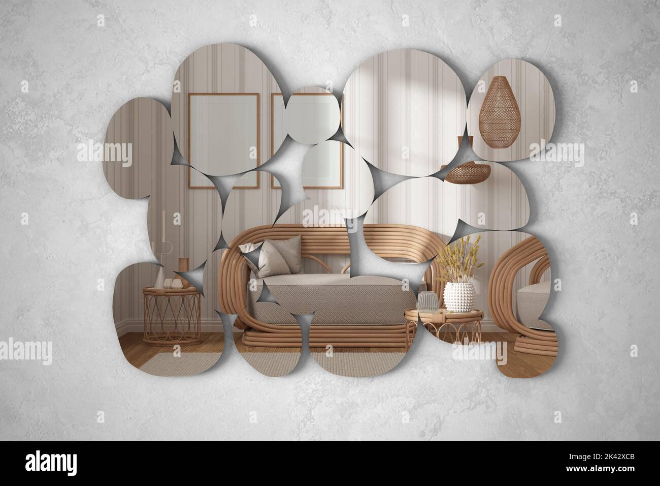 Curated visual reference: Visual Reference: Modern Mirror In The Shape Of Pebbles Hanging On The
