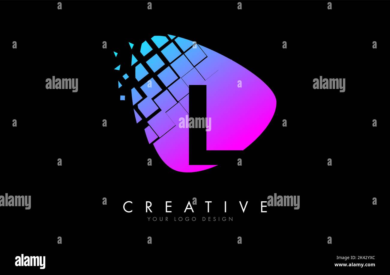Letter L Design with Colorful Pink and Blue Shattered Blocks Vector ...