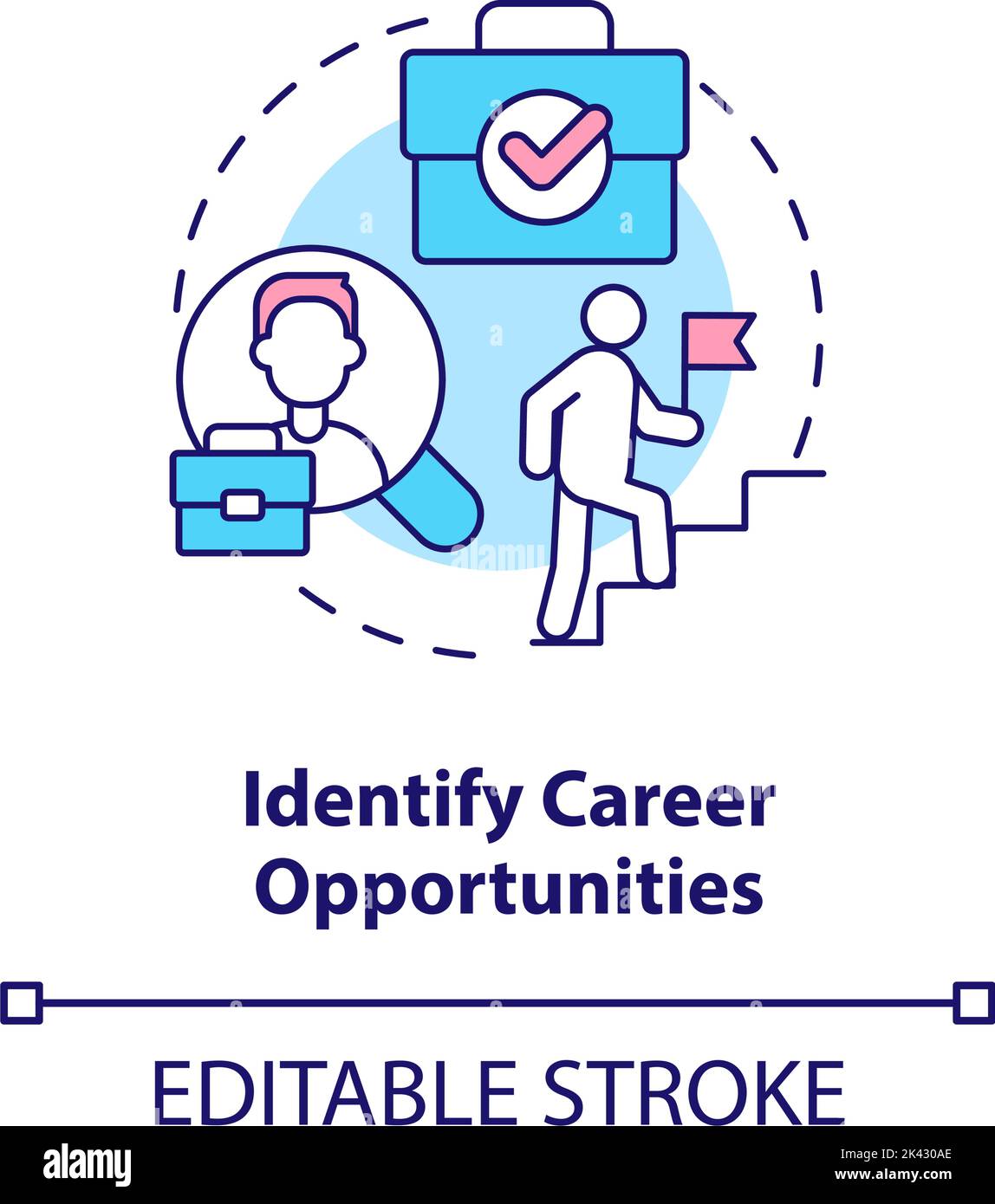 Identify career opportunities concept icon Stock Vector