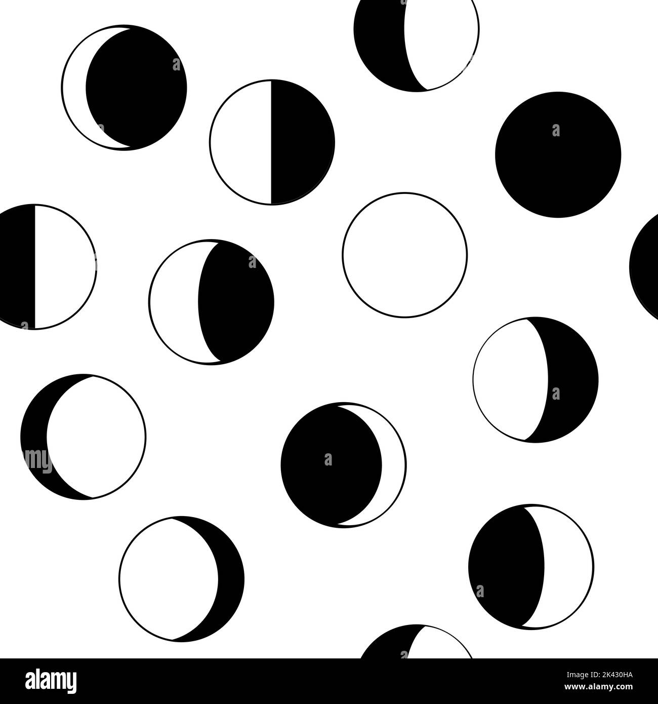 Seamless pattern with stylized phases of the moon Stock Vector