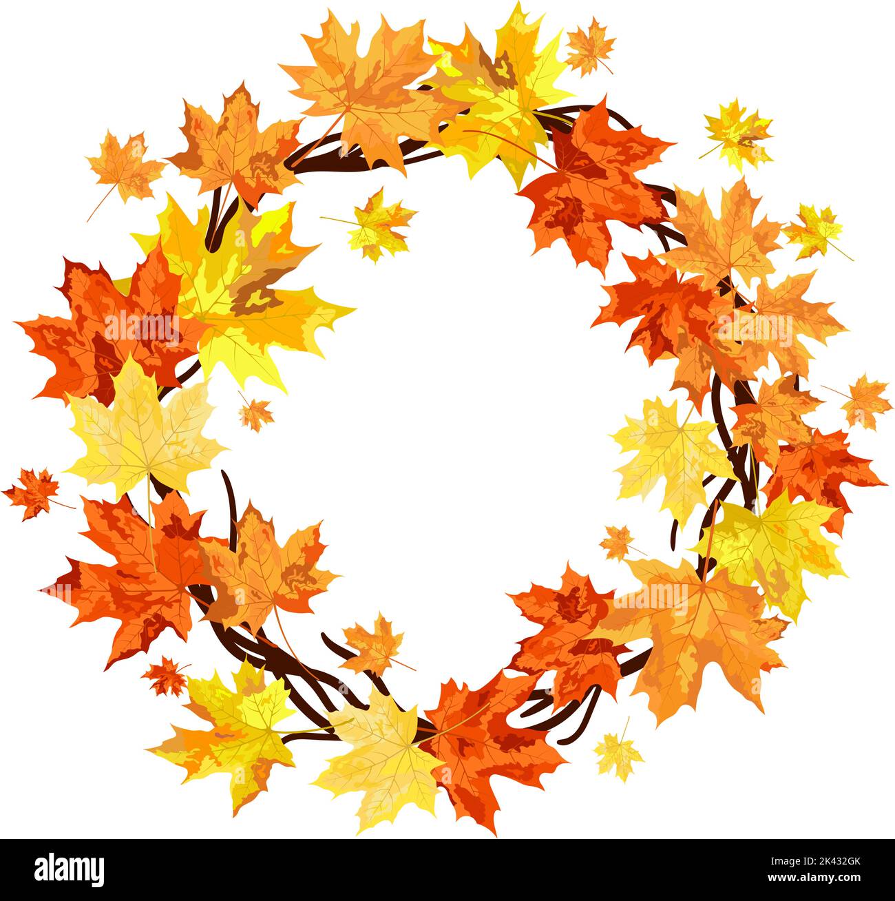 Autumn Frame With Blowing Maple Leaves Over White Background. Elegant ...