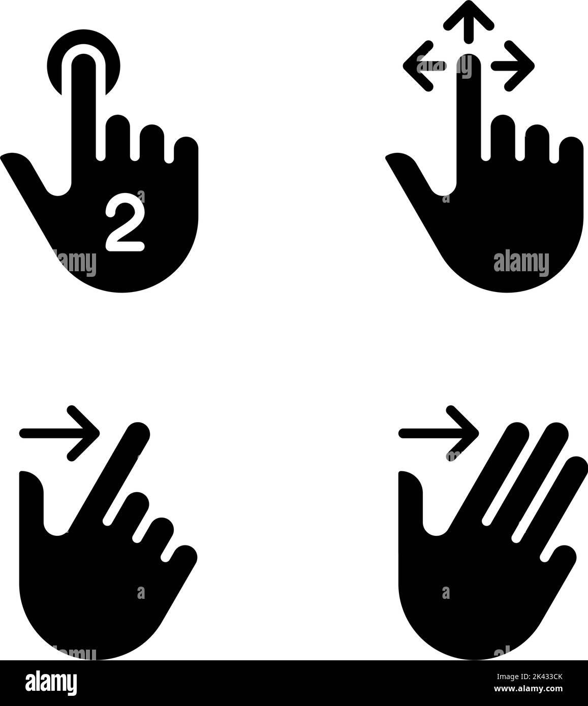 Drag and swipe gestures black glyph icons set on white space Stock ...