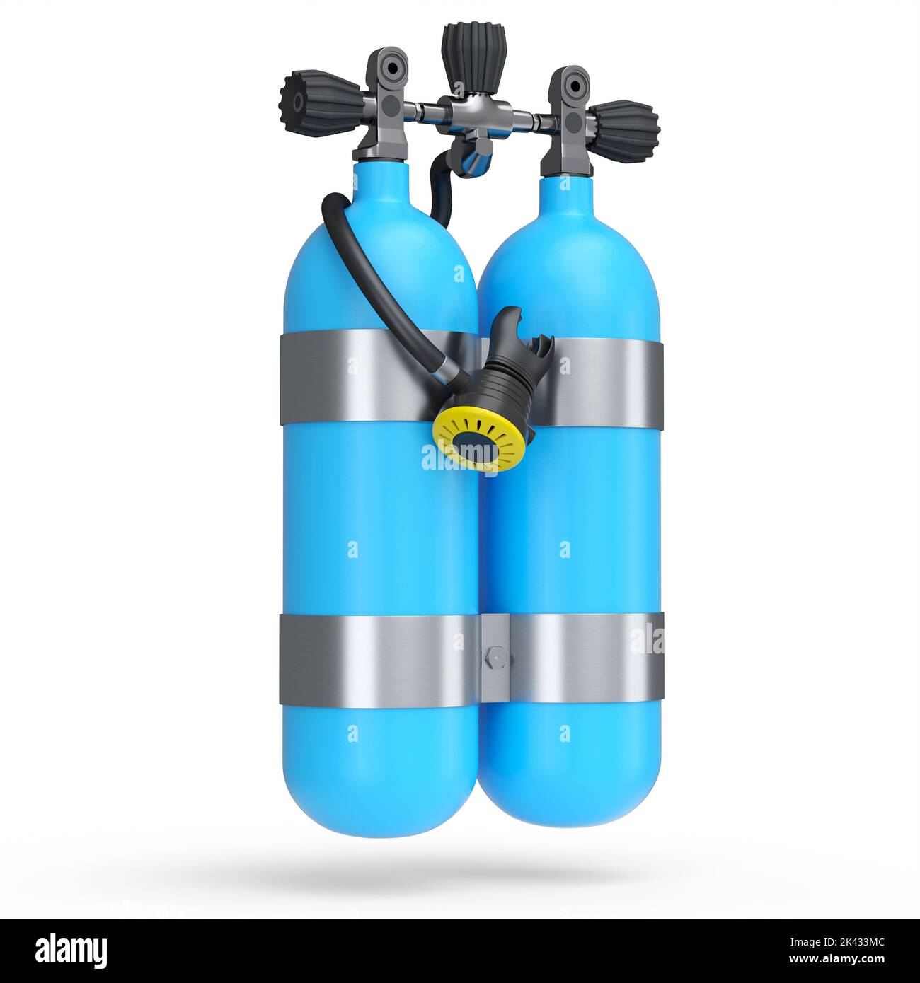 Blue diving tanks or balloons full oxygen for snorkeling isolated on a