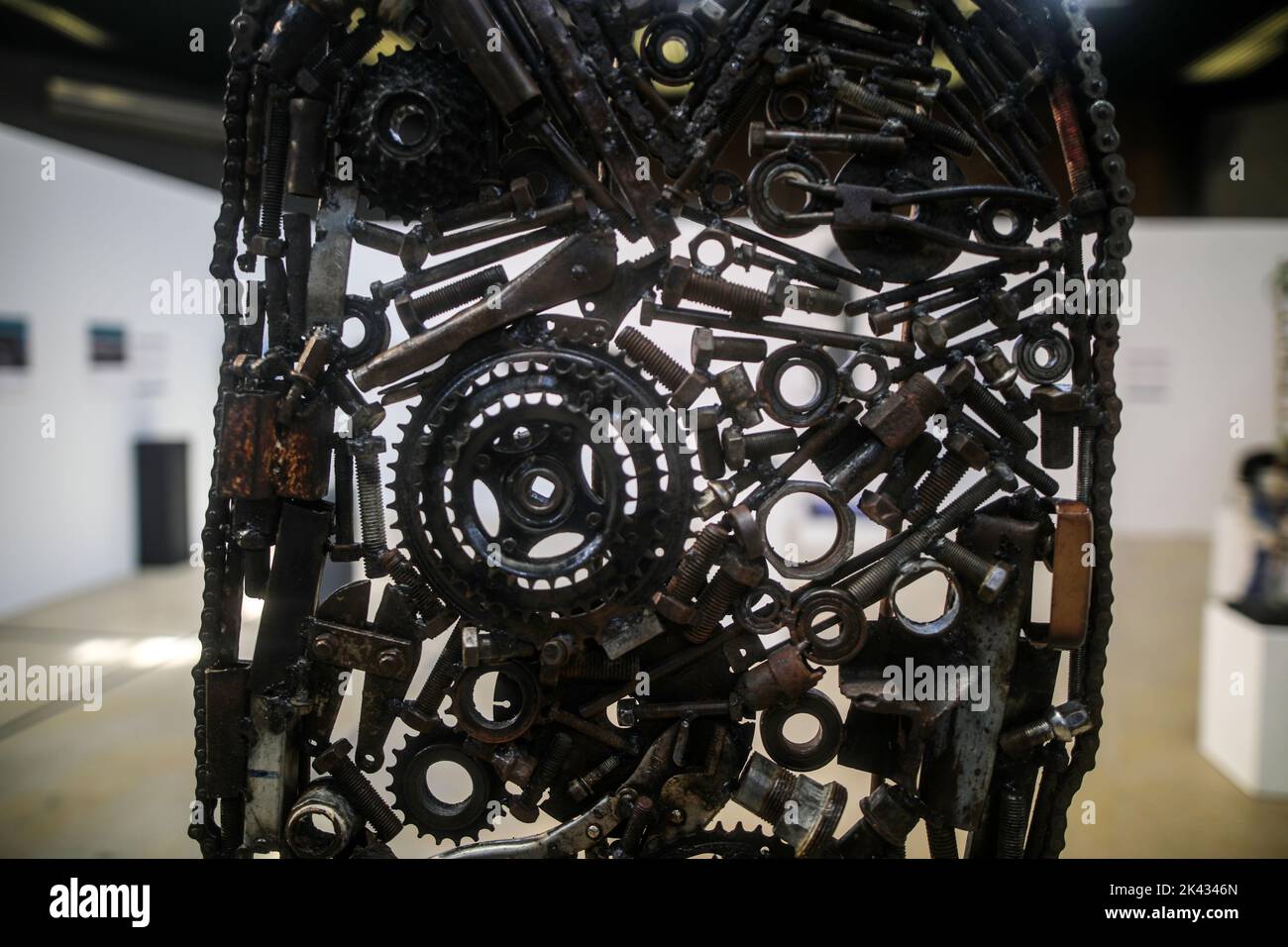 An iron art work is seen during a contemporary art exhibition in the ...