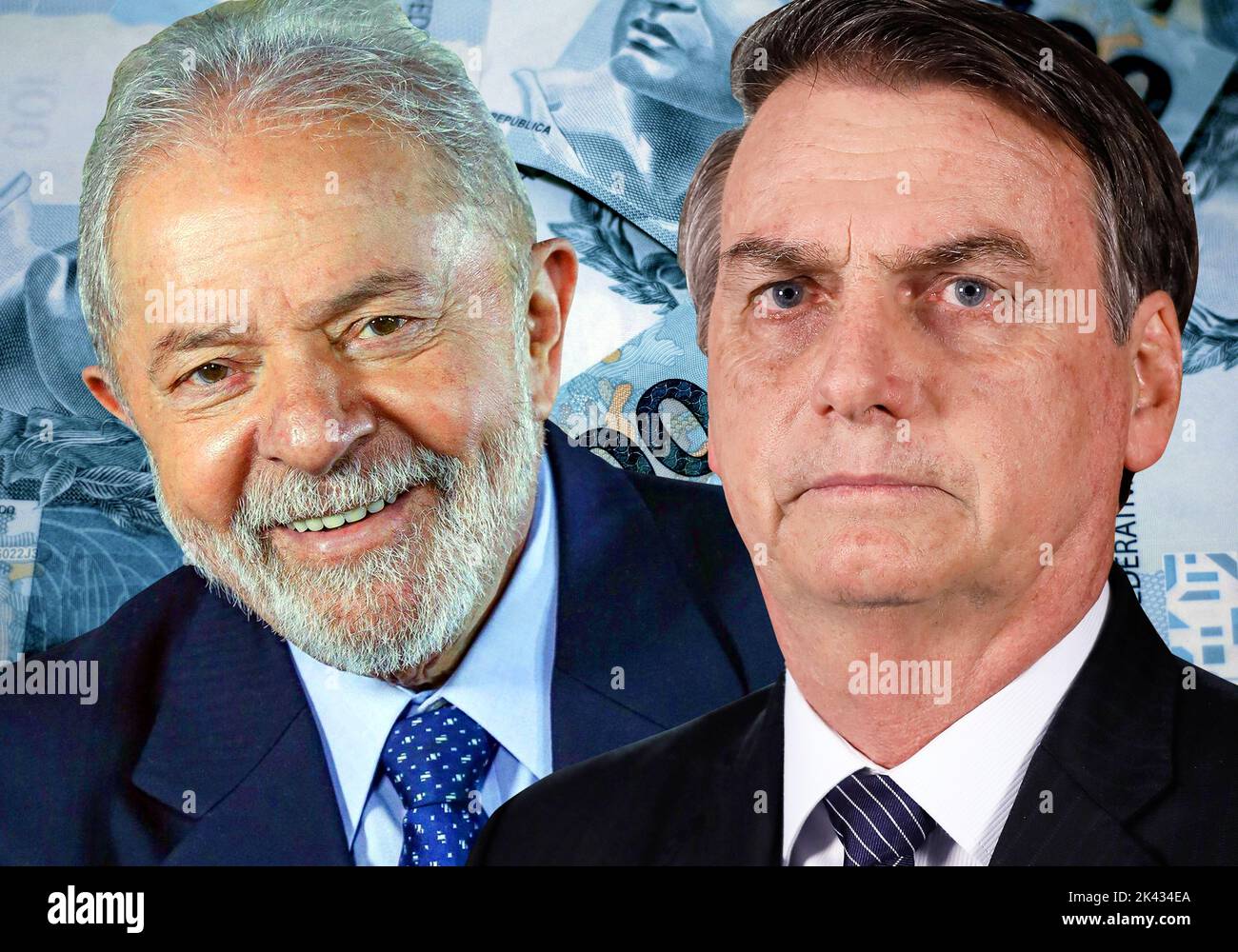 Lula da Silva and Jair Bolsonaro with reais cash bills Stock Photo - Alamy