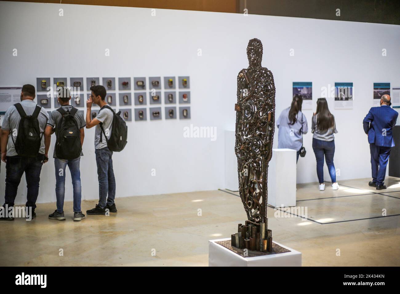 An iron art work is seen during a contemporary art exhibition in the ...