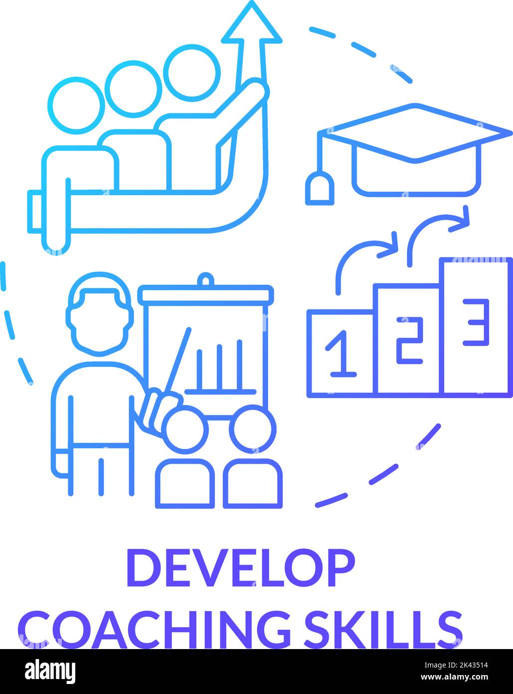 Develop coaching skills blue gradient concept icon Stock Vector