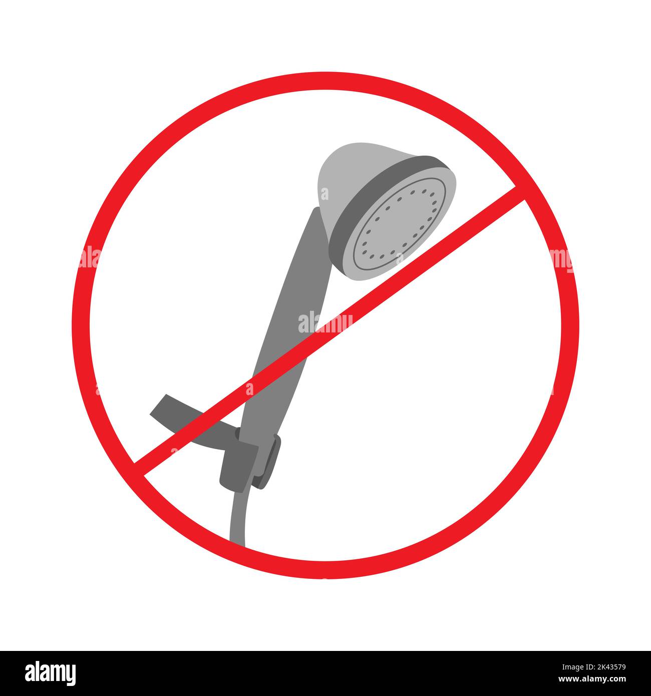 Water crisis. Shower icon and prohibition sign. Economic and ecological