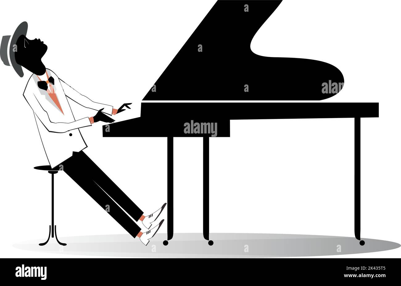 African pianist illustration. African musician is playing piano with ...