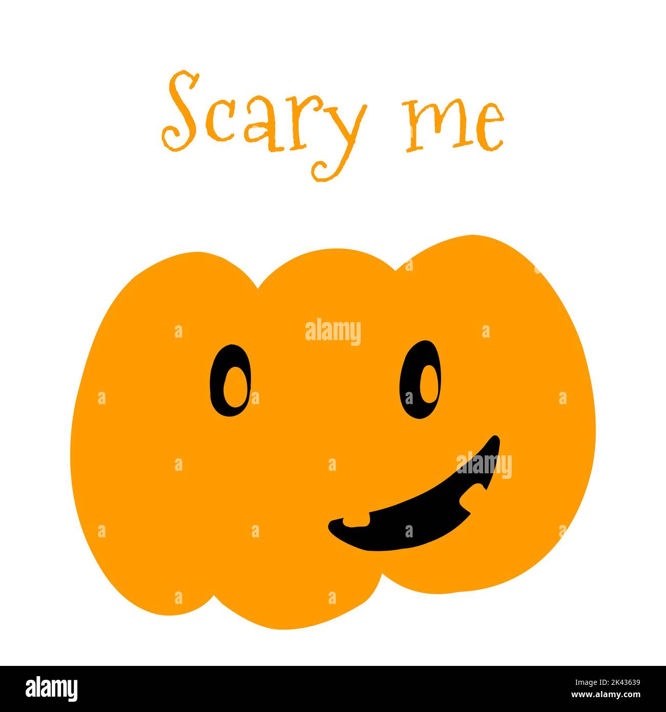 Vector illustration of Halloween pumpkin in hand drawn cartoon style on ...
