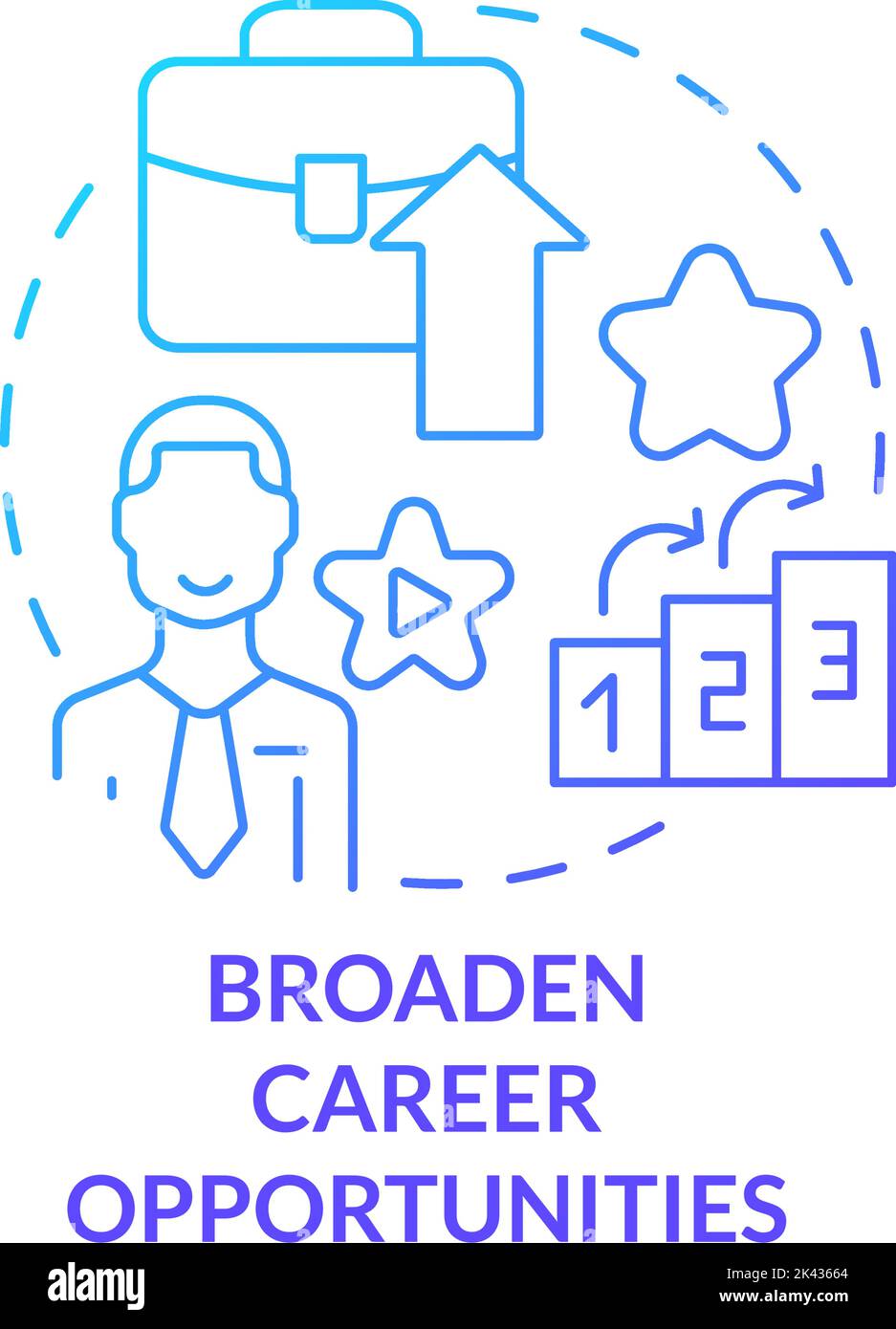Broaden career opportunities blue gradient concept icon Stock Vector