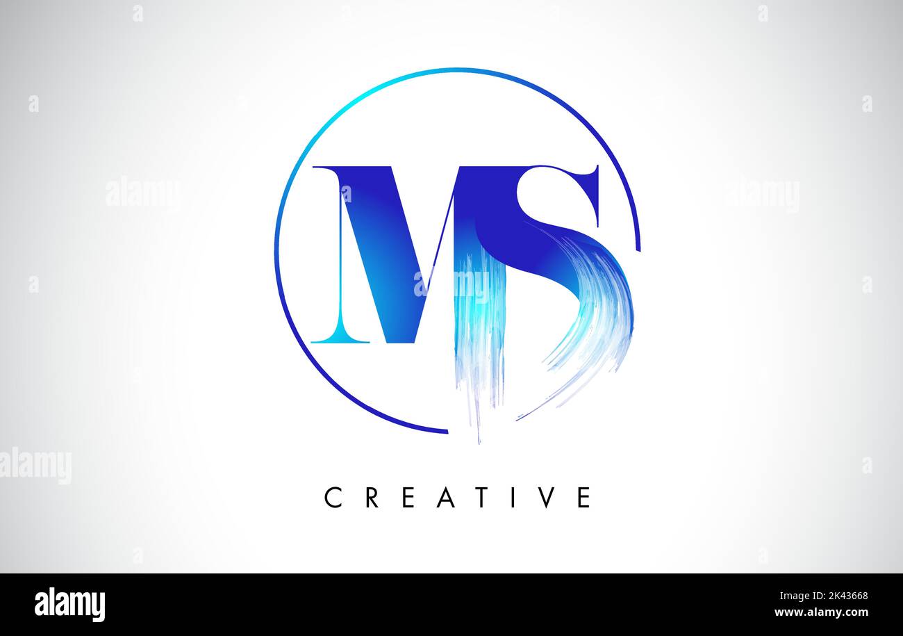 MS Brush Stroke Letter Logo Design. Blue Paint Logo Leters Icon with ...