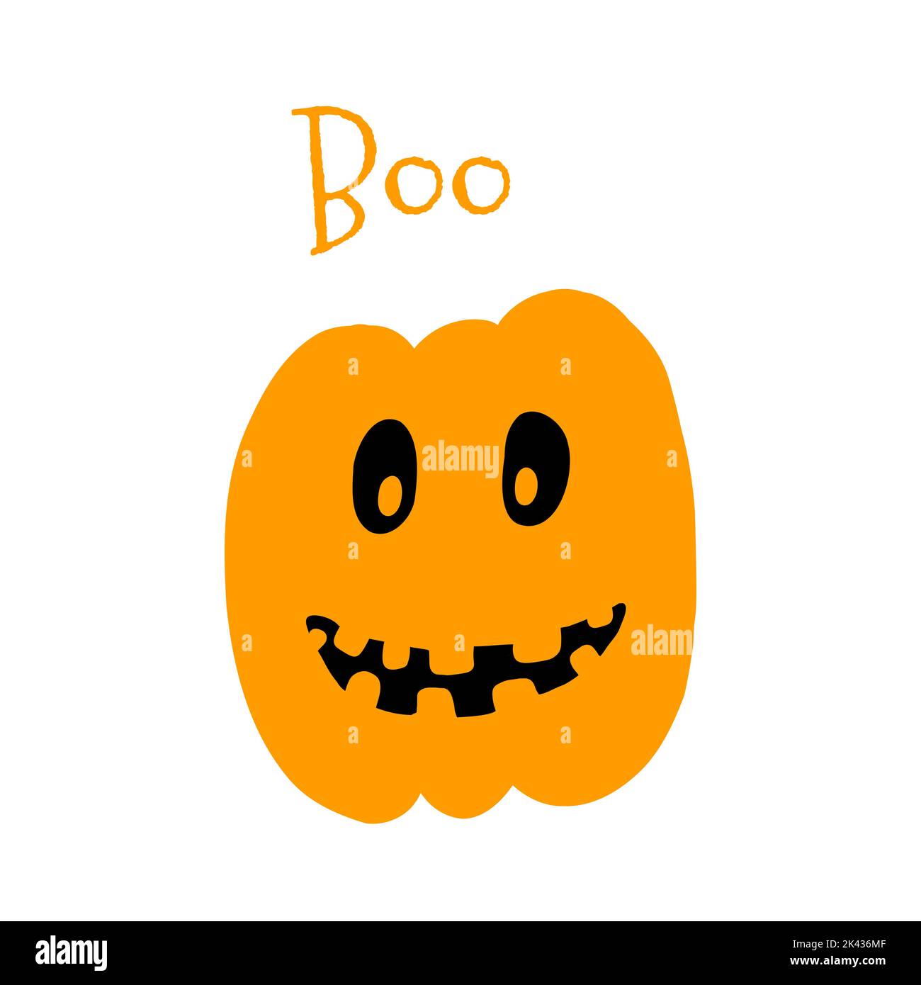 Vector illustration of Halloween pumpkin in hand drawn cartoon style on ...