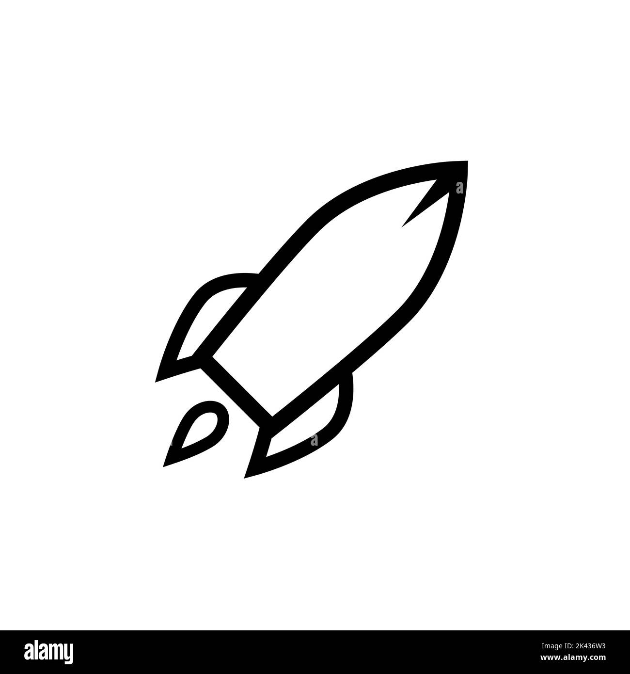 Rocket line icon, outline vector sign isolated on white background ...