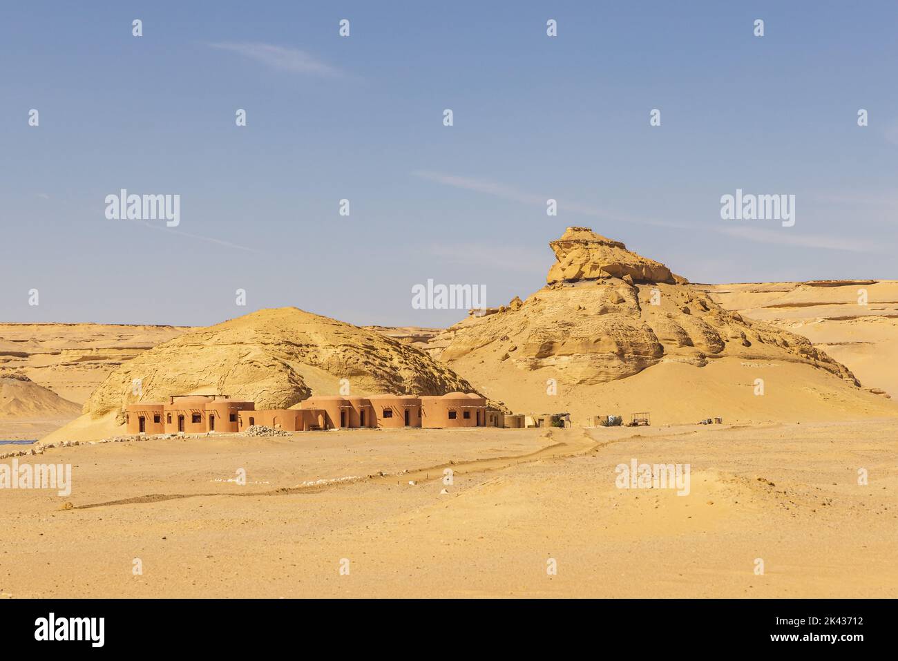 Wadi al Hitan, Faiyum, Egypt. Smalls building at Wadi elHitan