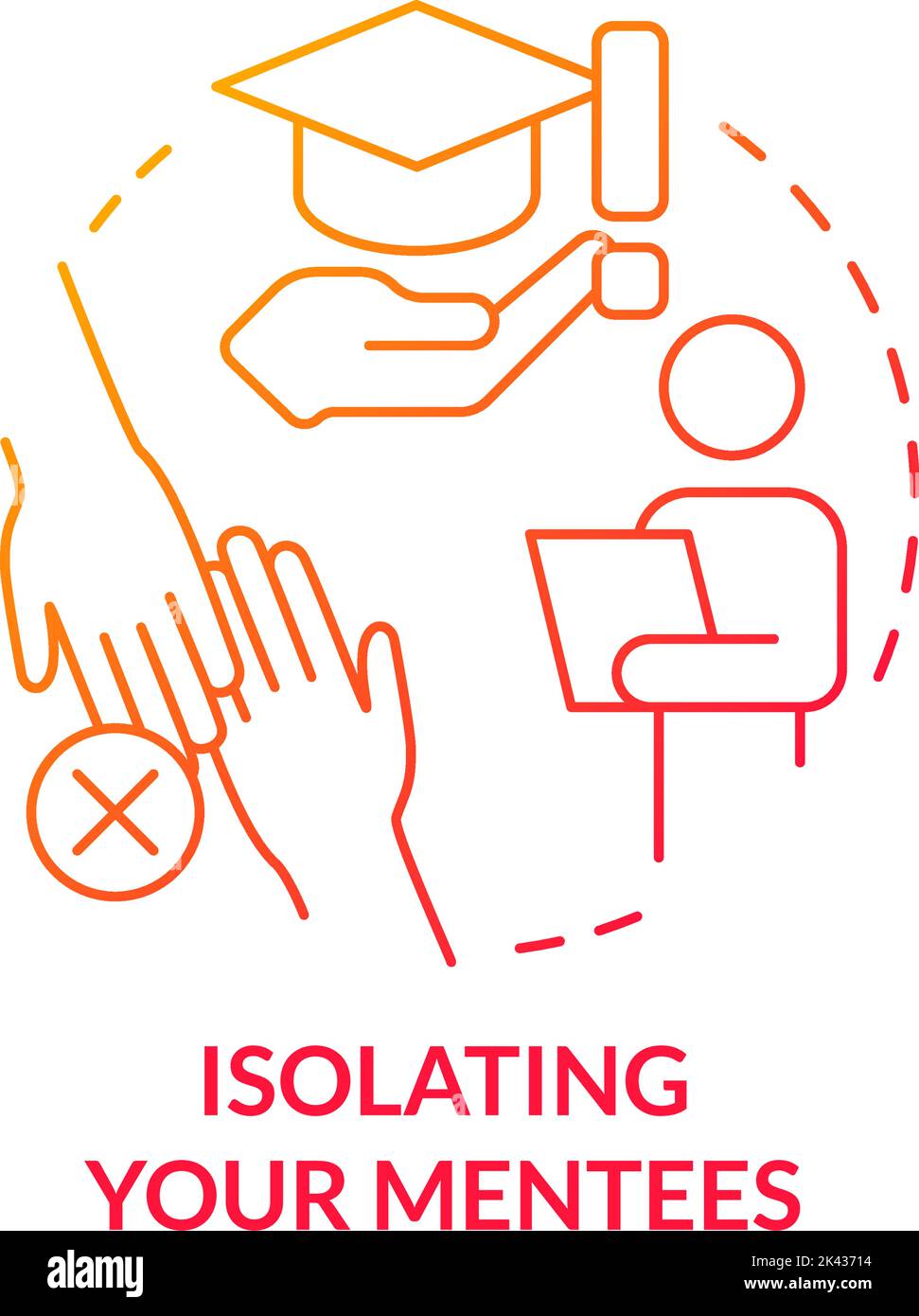 Isolating mentees red gradient concept icon Stock Vector