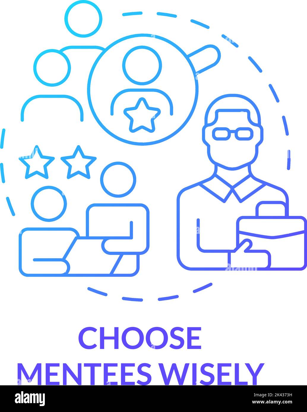 Choose mentees wisely blue gradient concept icon Stock Vector