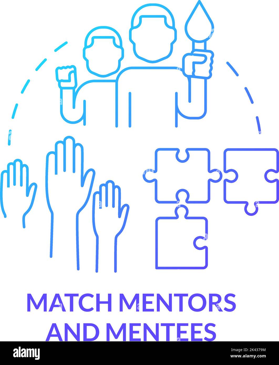 Match mentors and mentees blue gradient concept icon Stock Vector Image ...