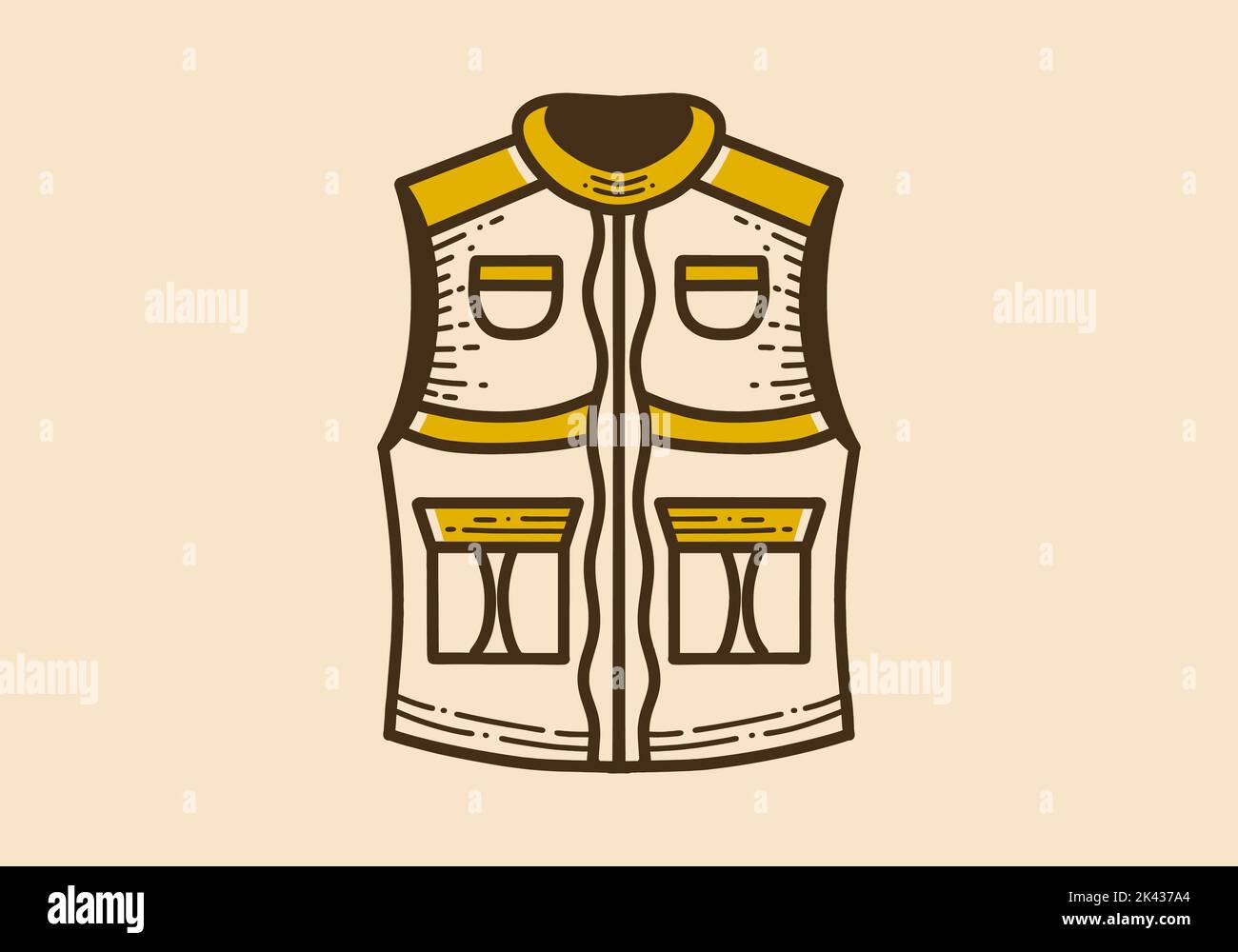 Retro vintage art illustration of a vest with many pockets Stock Vector