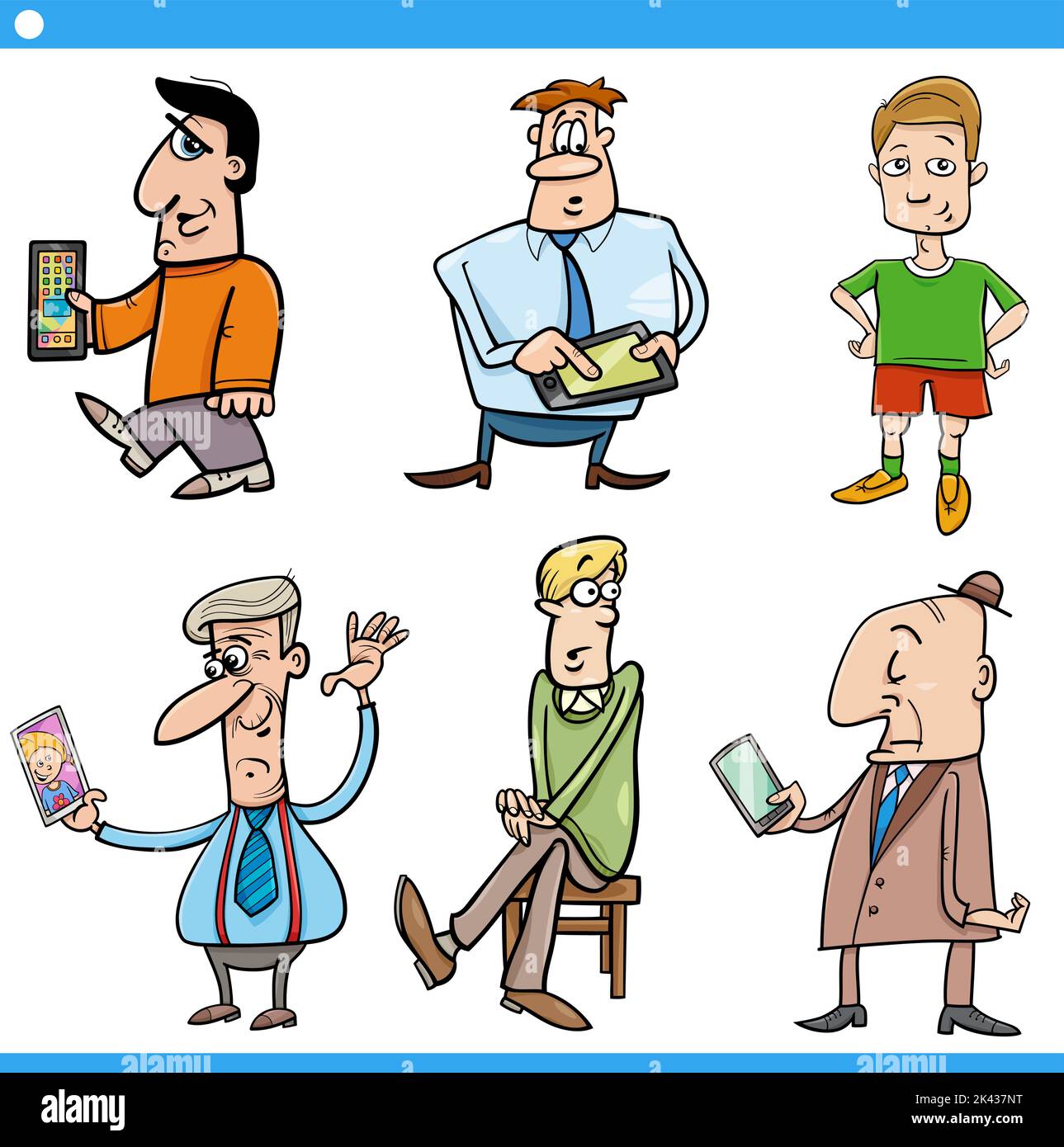 Cartoon illustration of funny men comic characters set Stock Vector ...