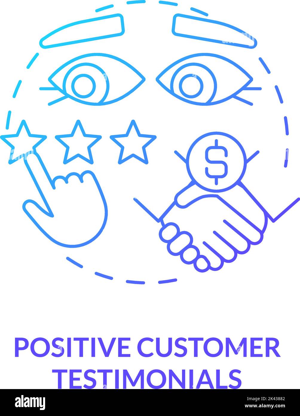 Positive customer testimonials blue gradient concept icon Stock Vector