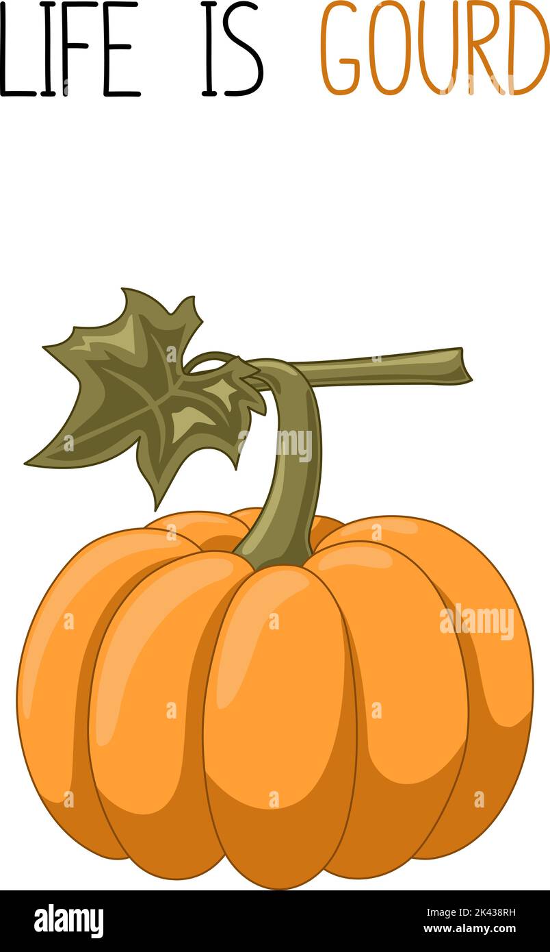 Autumn mood greeting card with cute pumpkin Stock Vector
