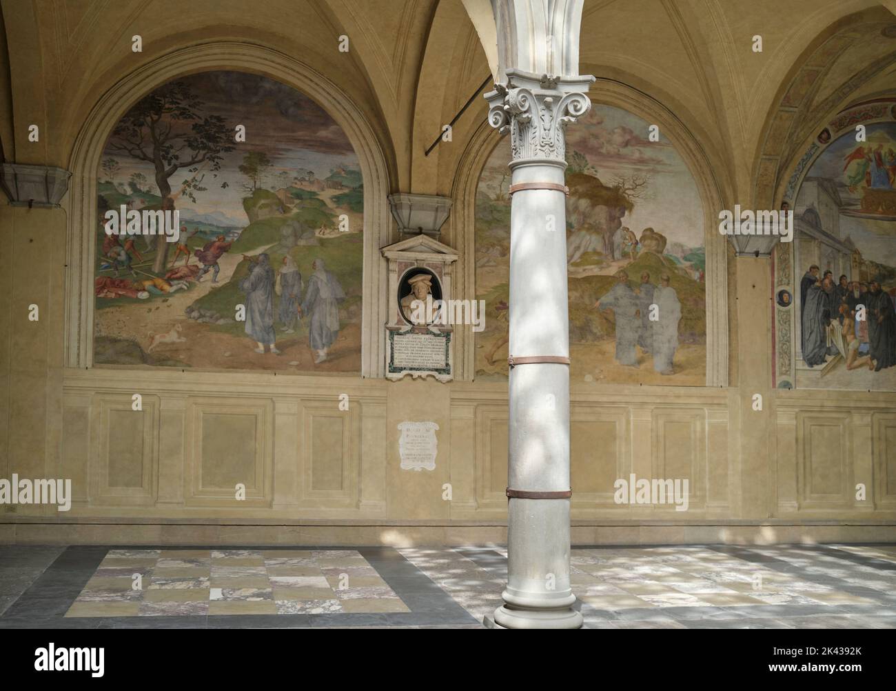 Cloister of the Vows (Chiostrino dei Voti) Basilica della Santissima Annunziata (Basilica of the Most Holy Annunciation) Florence Italy Stock Photo