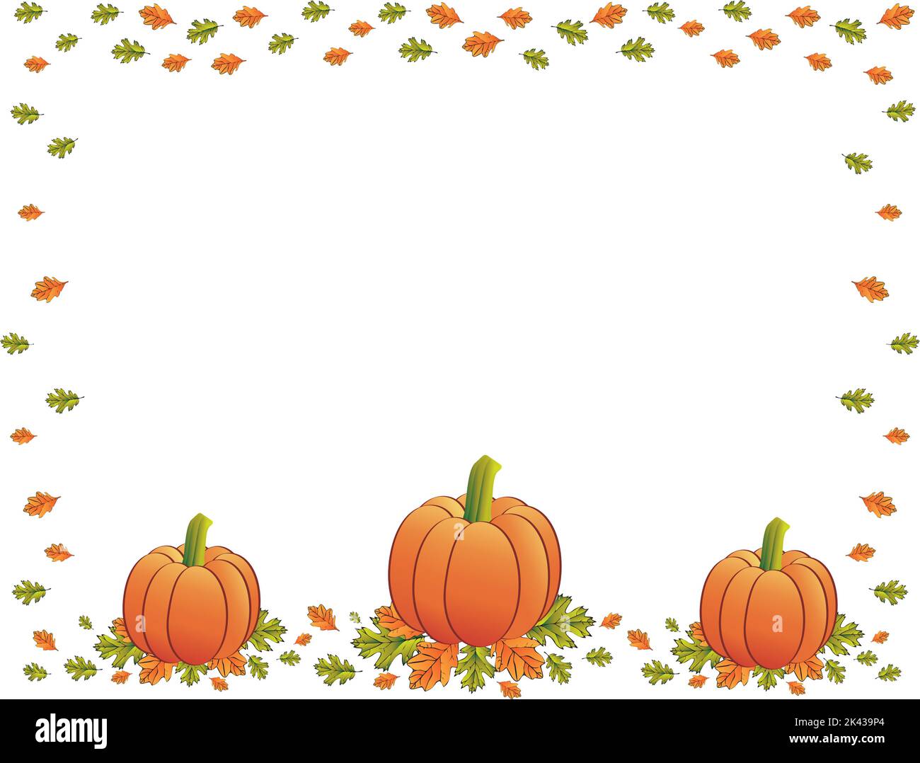 Fall leaves and pumpkin on ground Stock Vector
