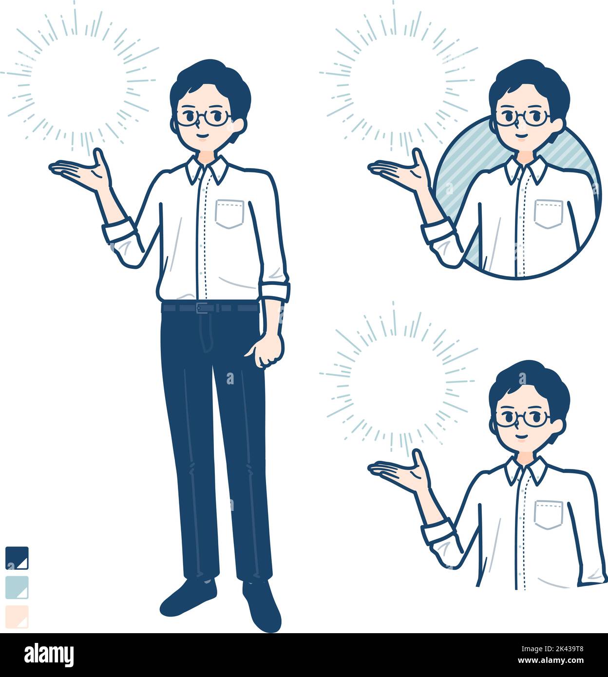 A man in shirt with Manipulating light images.It's vector art so it's easy to edit. Stock Vector