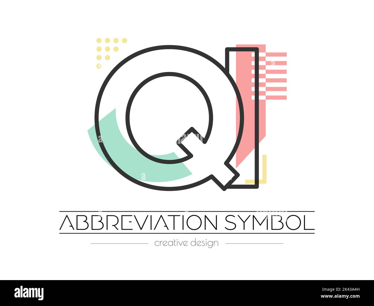 Letters Q and I. Merging of two letters. Initials logo or abbreviation symbol. Vector illustration for creative design and creative ideas. Flat style. Stock Vector