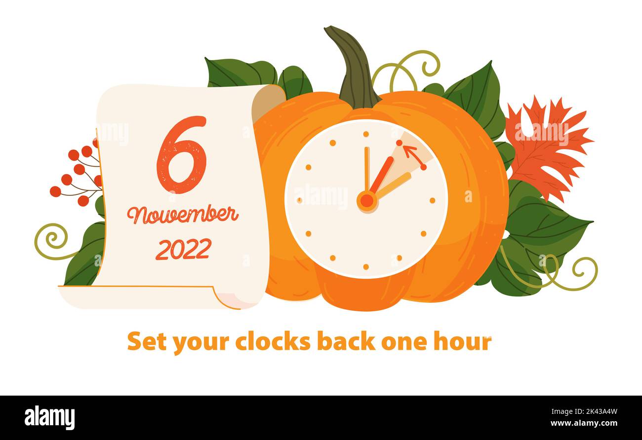 Clocks Go Back Autumn Clock Illustration Stock Vector (Royalty Free)  1827694316