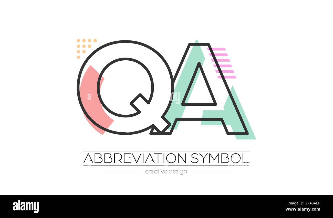 Letters Q and A. Merging of two letters. Initials logo or abbreviation symbol. Vector illustration for creative design and creative ideas. Flat style. Stock Vector