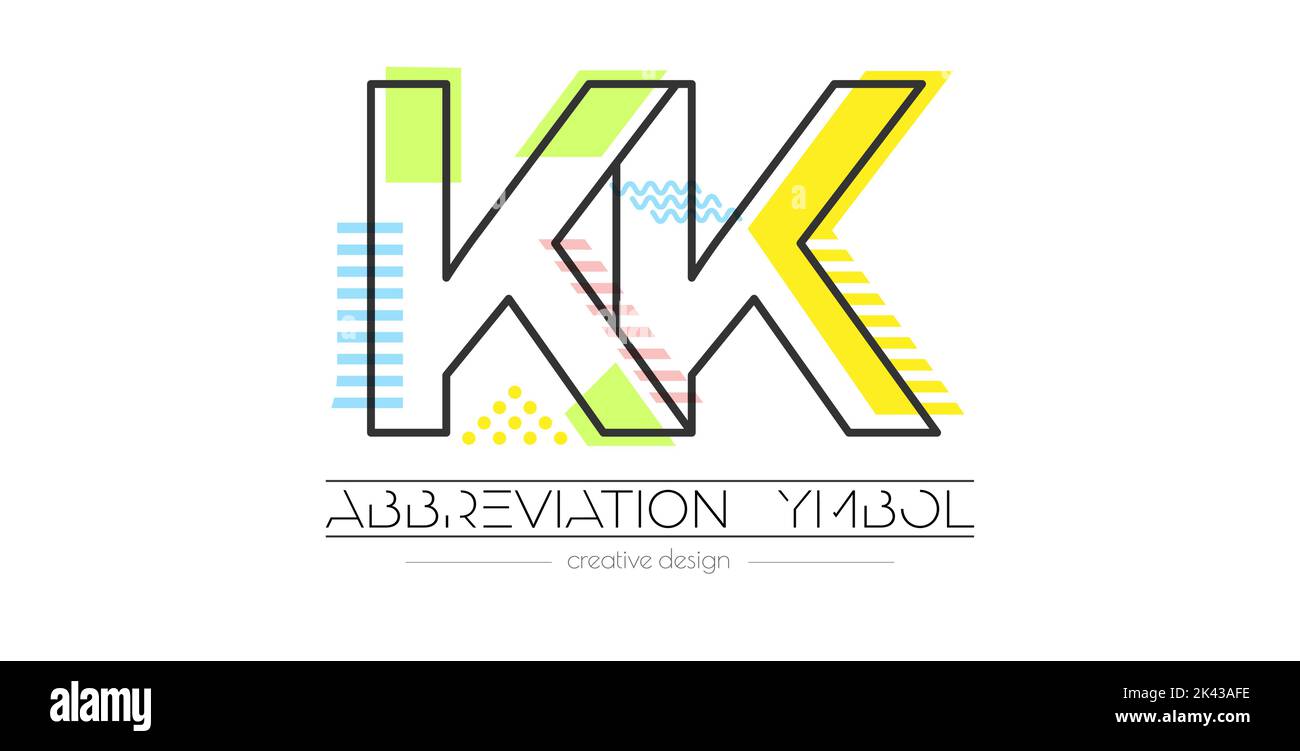 Letters K and K. Merging of two letters. Initials logo or abbreviation symbol. Vector illustration for creative design and creative ideas. Flat style. Stock Vector