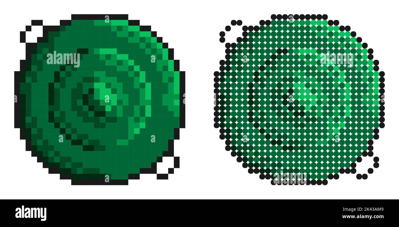 Pixel icon. Combat anti tank mine. Weapons for combating equipment and the enemy. Simple retro game vector isolated on white background Stock Vector