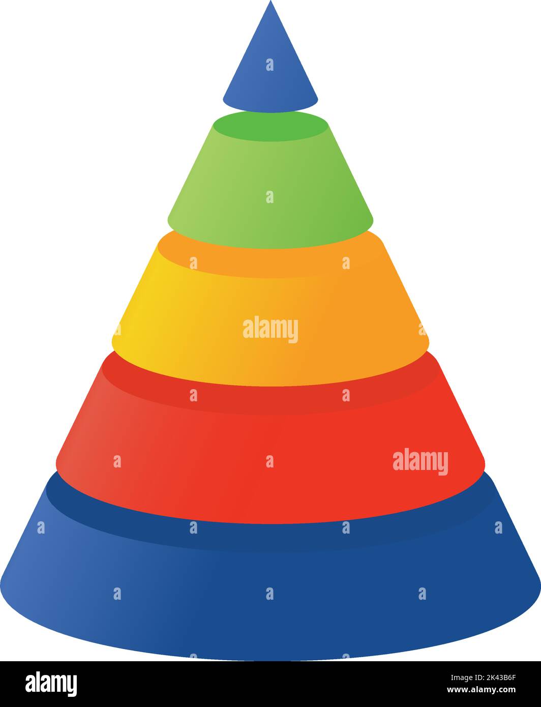 3D illustration infographic template with cone divided to five parts